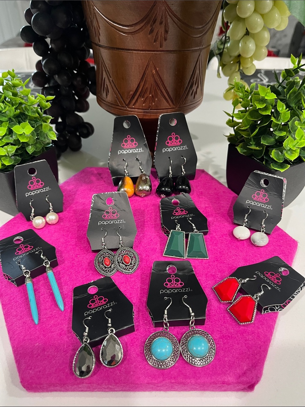 Bundle of 10-paparazzi Turquoise and Red Assorted Drop Earring Set